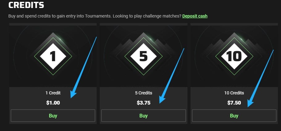 buy credits to join a Fortnite tournament